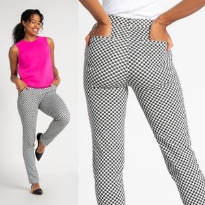 Betabrand Black and White Checkered Straight Leg Pants